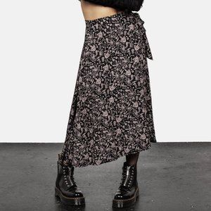 Mycophile Mushroom Print Midaxi Wrap Skirt - Disturbia - Witchy Goth Cottagecore